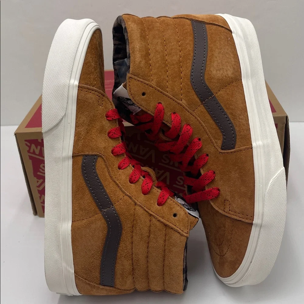 Vans Men’s Tan High-Top Sneakers Sk8-Hi
Pig Suede Plaid Glazed Glaze 
Sneakers - Picture 12 of 16